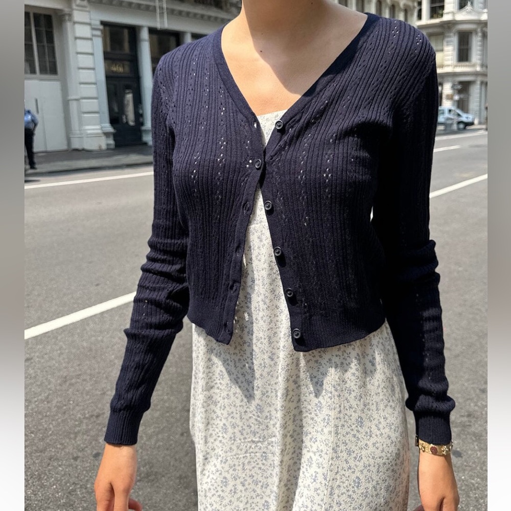 Blue brandy melville sweater cardigan, barely worn, like new, super soft